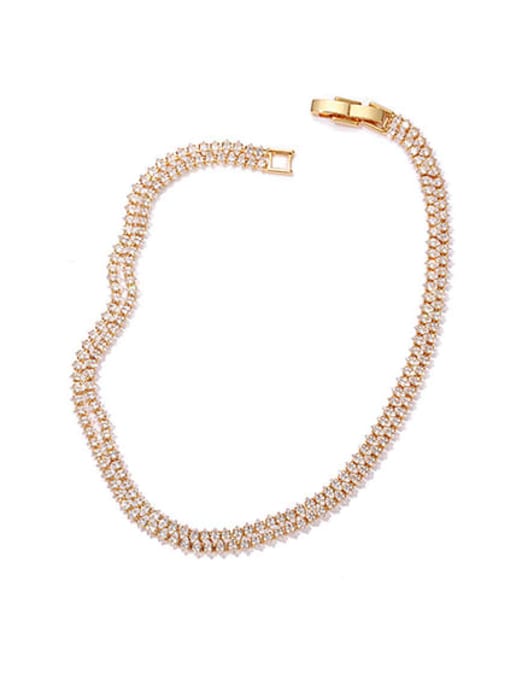 Gold white zircon collar Brass Cubic Zirconia Geometric Minimalist Choker Necklace