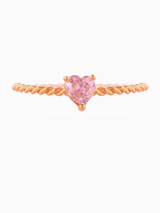 206 rose gold Brass Cubic Zirconia Heart Cute Band Ring