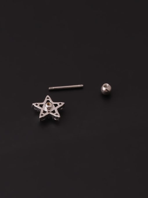 HISON Brass Cubic Zirconia Pentagram Cute Single Earring   (Single Only One) 2