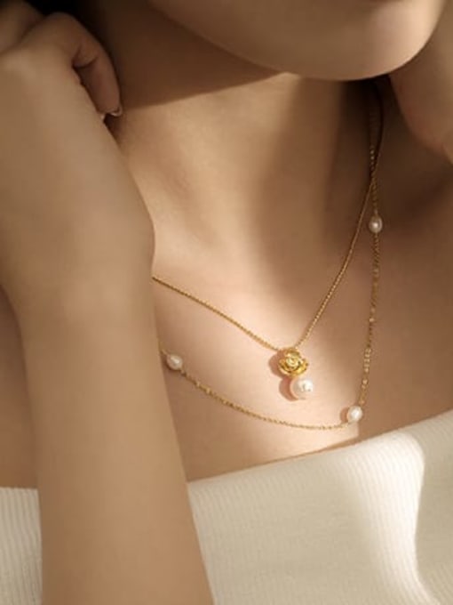 ACCA Brass Imitation Pearl Irregular Minimalist Necklace 2