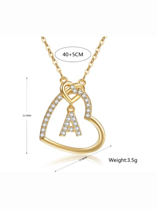 COLSW Brass Cubic Zirconia Heart Minimalist  Letter Pendant Necklace 3