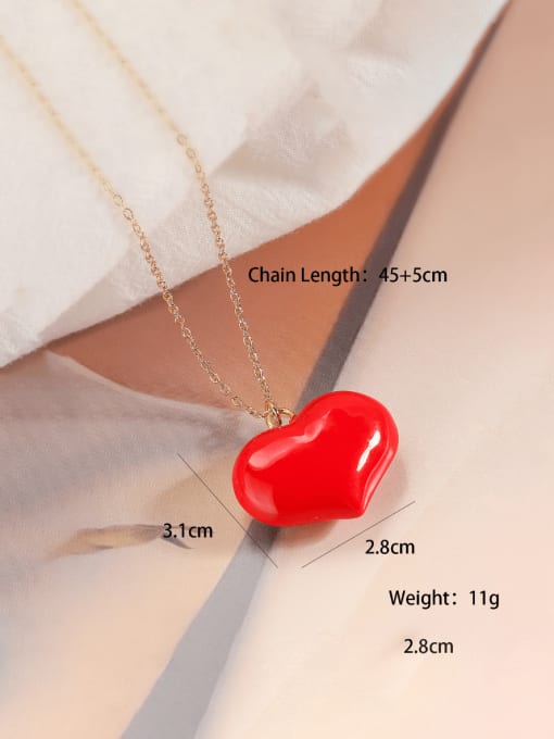 24876 Brass Enamel Heart Minimalist Necklace