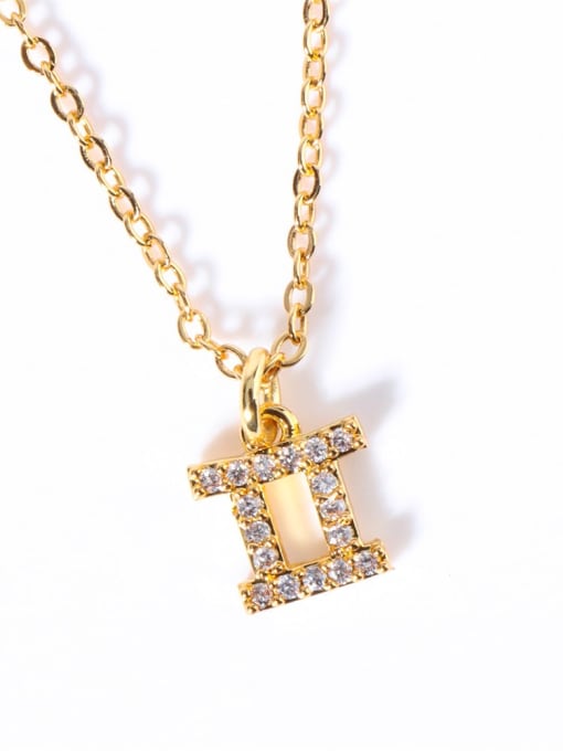Gemini Brass Cubic Zirconia Constellation Minimalist Necklace