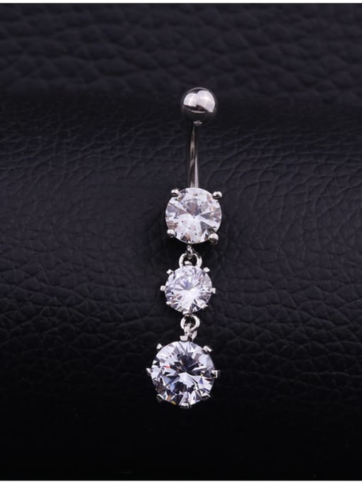 HISON Stainless steel Cubic Zirconia Water Drop Hip Hop Belly Rings & Belly Bars 4