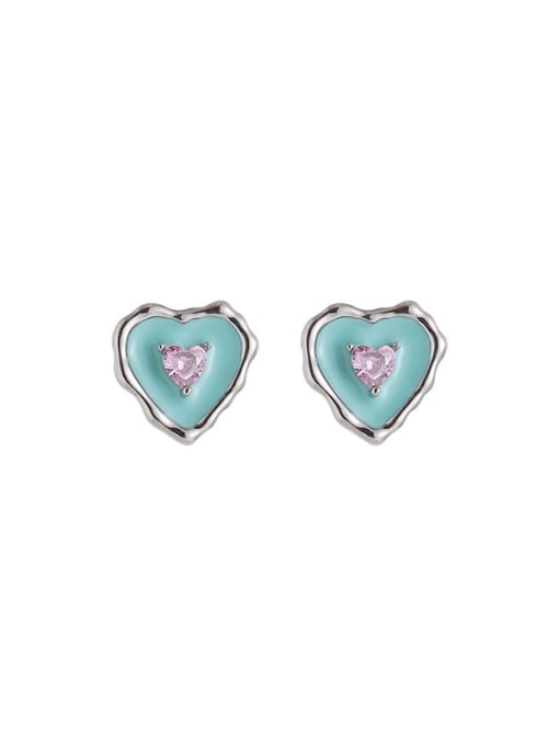 Earrings (sold in pairs) Brass Cubic Zirconia Enamel Dainty Heart Earring and Necklace Set