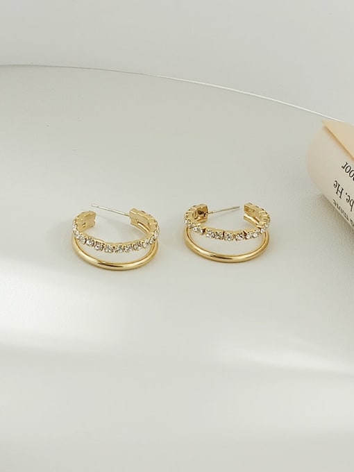 HYACINTH Copper Cubic Zirconia Irregular Minimalist Stud Trend Korean Fashion Earring 4