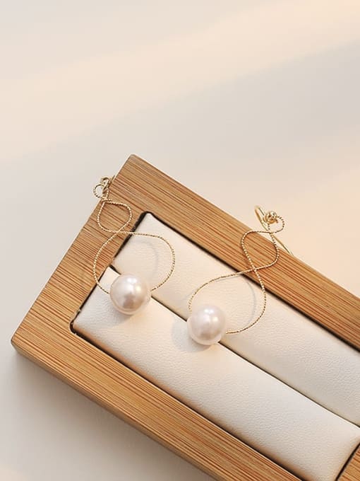 HYACINTH Copper Imitation Pearl Geometric Minimalist Hook Trend Korean Fashion Earring 2