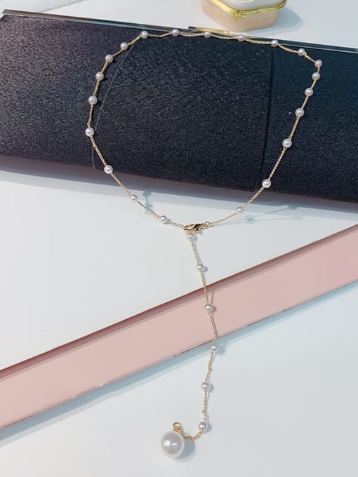 Papara Alloy +Imitation Pearl White Locket Classic Lariat Necklace