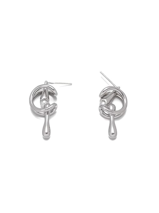 Platinum Brass Irregular Minimalist Stud Earring