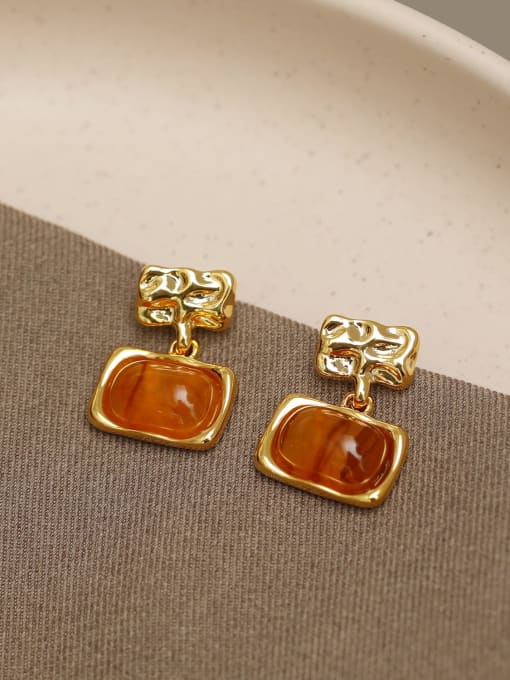 18K gold Brass Resin Geometric Vintage Drop Earring