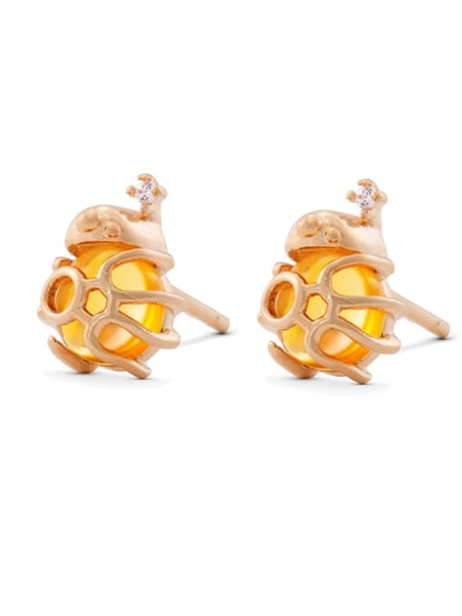 27 rose gold Brass Cubic Zirconia Icon Trend Stud Earring