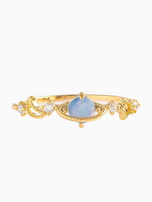 golden Brass Opal Planet Cute Band Ring