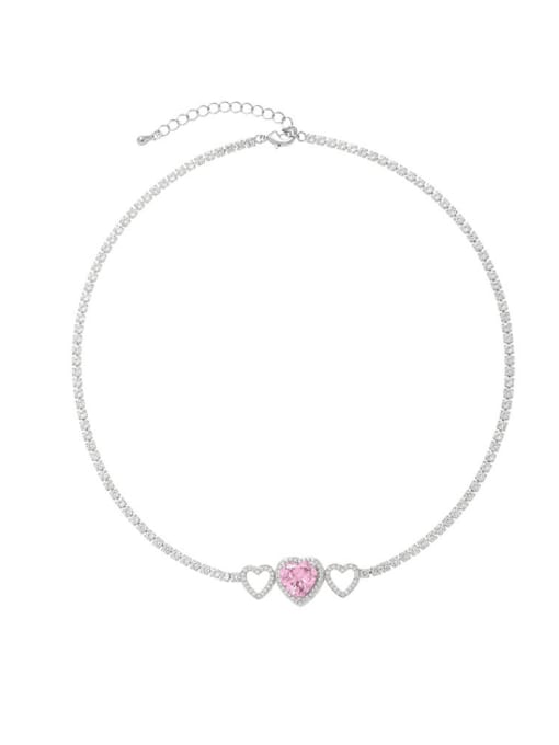 TINGS Brass Cubic Zirconia Heart Hip Hop Necklace