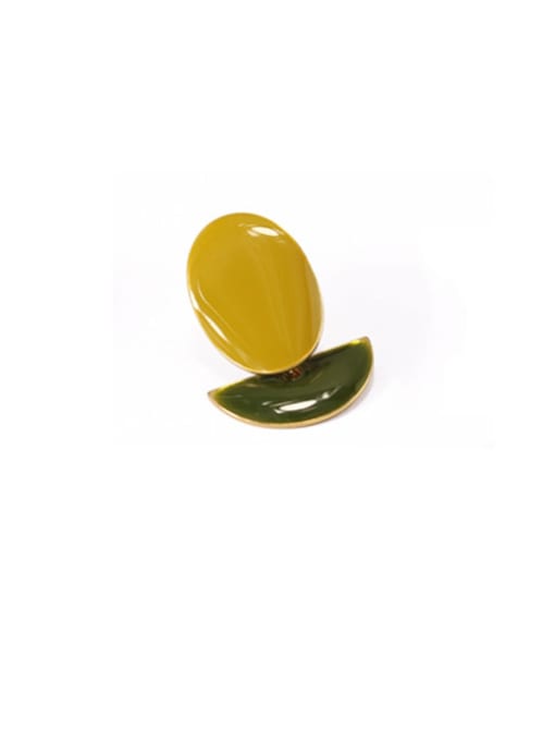 Yellow green Alloy Enamel Round Minimalist Stud Earring