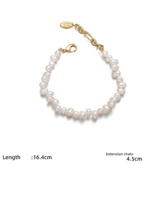 ACCA Brass Freshwater Pearl Irregular Minimalist Handmade Beaded Bracelet 3