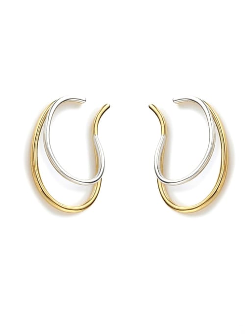 14k Gold White K Brass Smooth Geometric Minimalist Clip Trend Korean Fashion Earring