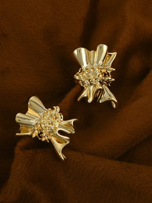Gold ed897208 Brass Cubic Zirconia Geometric Dainty Stud Earring
