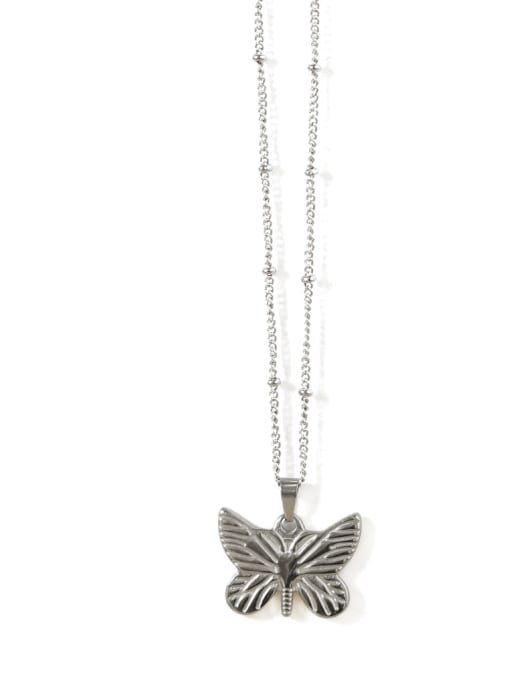 Platinum Butterfly Titanium Butterfly Vintage  pendant Necklace