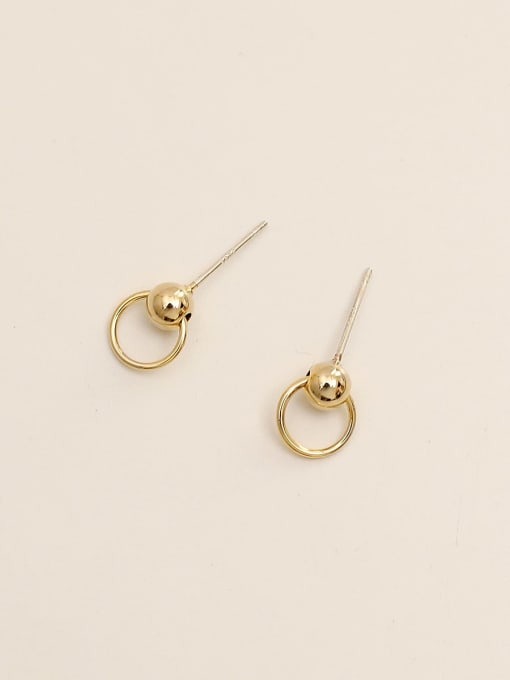 14K gold Brass Geometric Minimalist Stud Trend Korean Fashion Earring