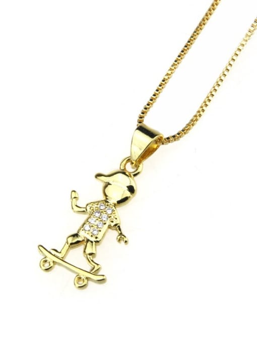Gold plated white zirconium Brass Cubic Zirconia Angel Cute Necklace