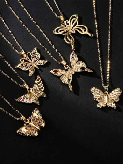 AOG Brass Rhinestone  Trend Butterfly Pendant Necklace 0