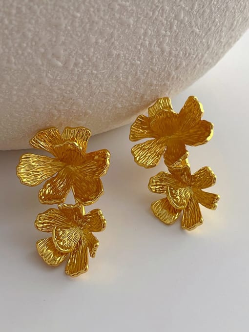 Gold Two Wear Flower Earrings Alloy Flower Minimalist Drop Earring
