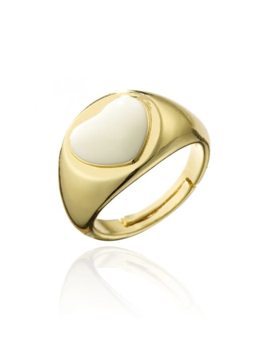 11034 Brass Enamel Heart Minimalist Band Ring