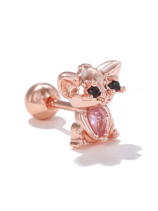 EGD1420 Rose Gold Brass Cubic Zirconia Animal Cute Stud Earring(Single-Only One)