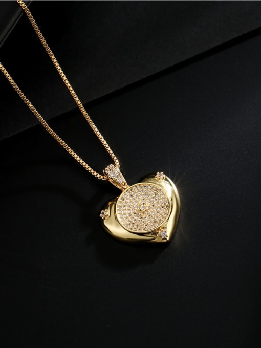 AOG Brass Cubic Zirconia  Vintage Heart Pendant Necklace 2
