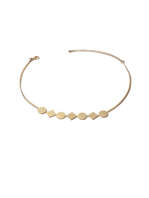 golden Brass Smooth Geometric Minimalist Necklace