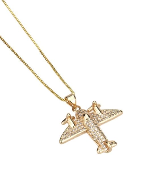 renchi Brass cubic zirconia  vintage aircraft Pendant Necklace 2