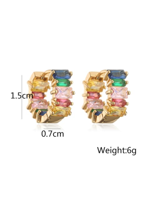 AOG Brass Cubic Zirconia Geometric Minimalist Huggie Earring 3