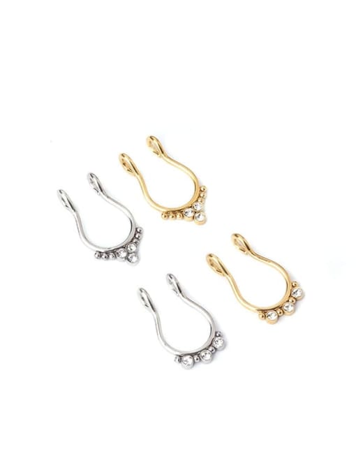 HISON Stainless steel Cubic Zirconia Geometric Hip Hop Nose Rings(Single Only One) 4