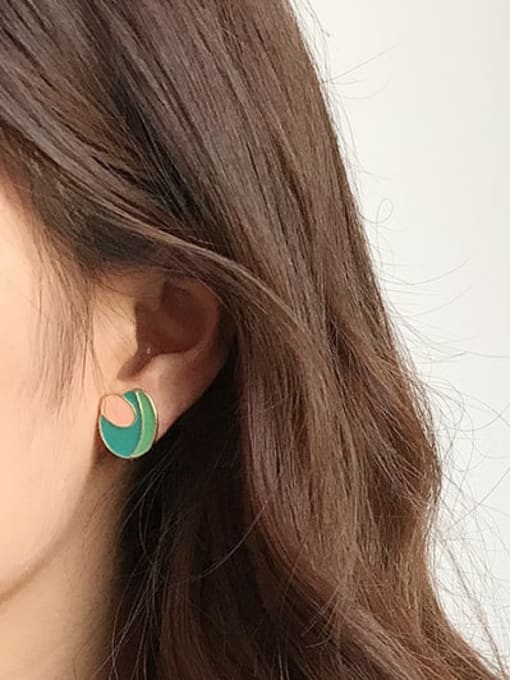 Five Color Alloy Enamel Geometric Minimalist Stud Earring 1
