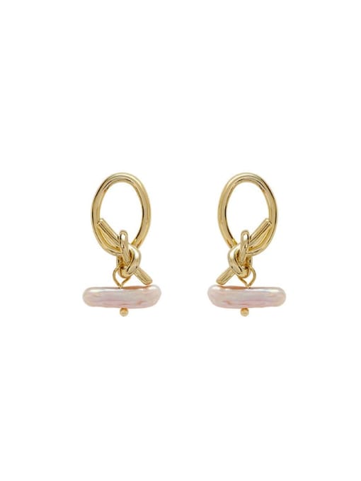 HYACINTH Brass Imitation Pearl Oval Minimalist Drop Earring