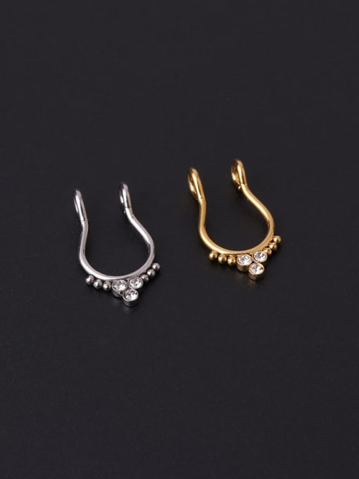 HISON Stainless steel Cubic Zirconia Geometric Hip Hop Nose Rings(Single Only One) 2