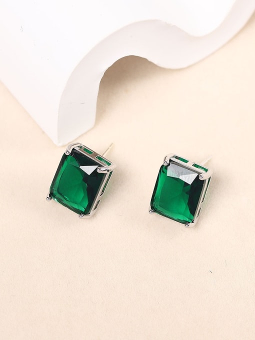 Green earrings Brass Cubic Zirconia Geometric Luxury Necklace