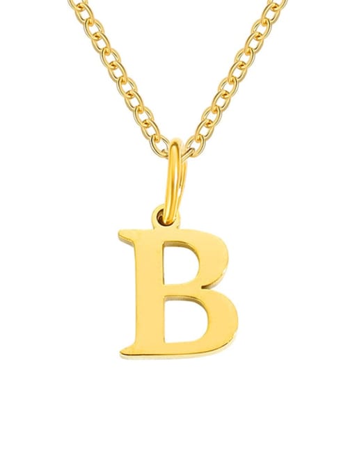 B Gold Stainless steel Letter Minimalist Necklace