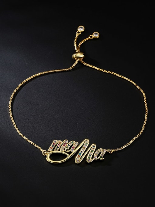 AOG Brass Cubic Zirconia Letter Vintage Adjustable Bracelet 0