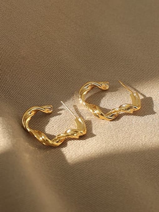ACCA Brass Geometric Vintage C Shape Stud Earring 1