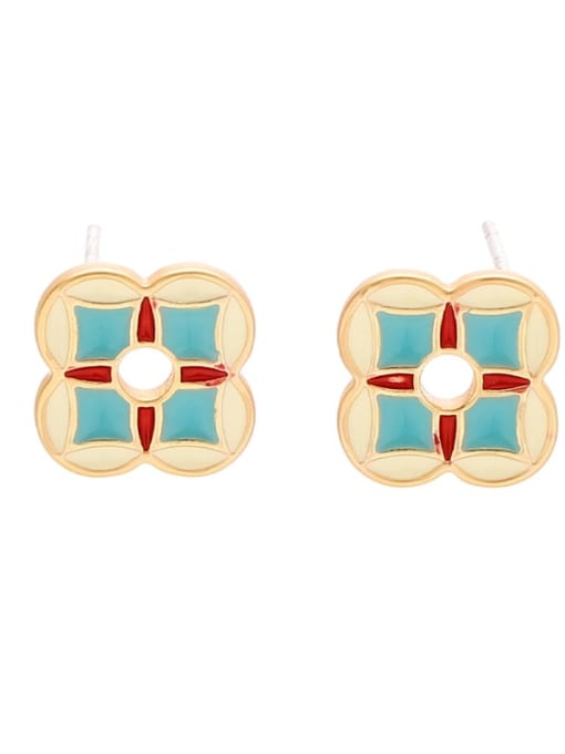 Model 3 Brass Enamel Geometric Ethnic Stud Earring