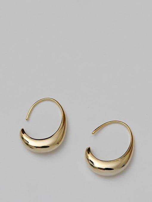 14K  gold Copper  Smooth Irregular Minimalist Hook Trend Korean Fashion Earring