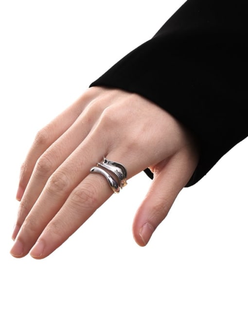 TINGS Brass  Vintage Irregular lines  hollow waves Band Ring 1