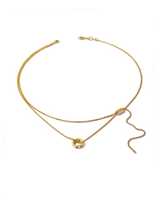 golden Brass Geometric Vintage Multi Strand Necklace