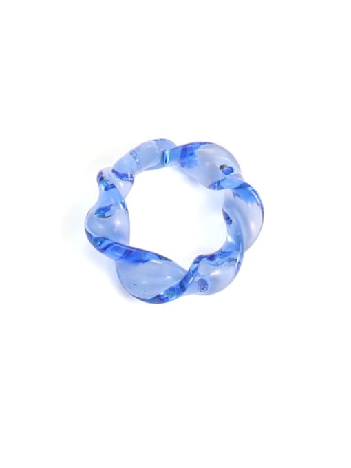 (No. 6 and No. 7 can be worn) light blue Hand Glass  Multi Color Geometric Flower Minimalist Band Ring