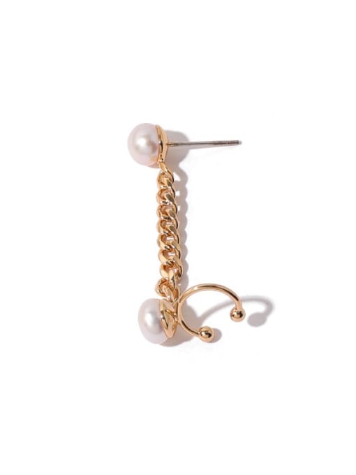 ACCA Brass Imitation Pearl Geometric Vintage Single Earring(Single-Only One) 0