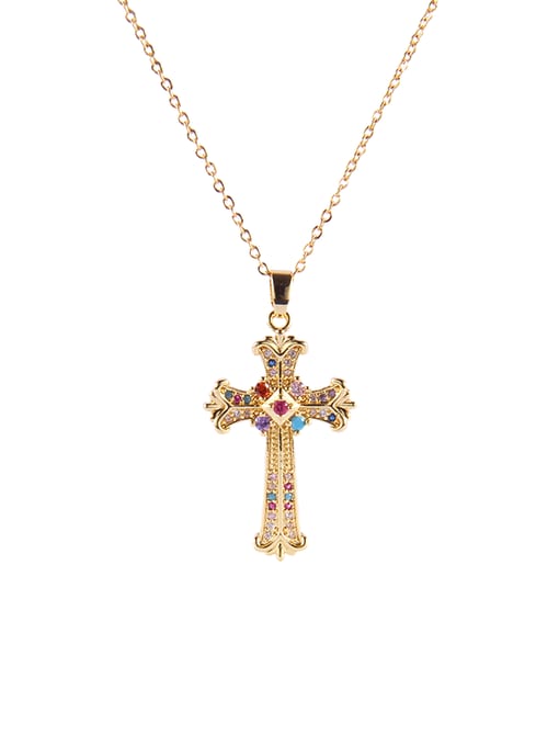 AOG Copper Cubic Zirconia Cross Vintage Regligious Necklace 4