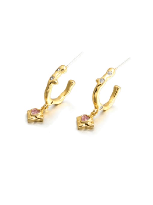 ACCA Brass Cubic Zirconia Heart Minimalist Hook Earring 0