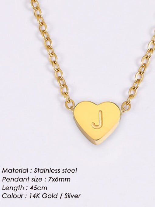 J Gold Stainless steel Letter Minimalist Necklace