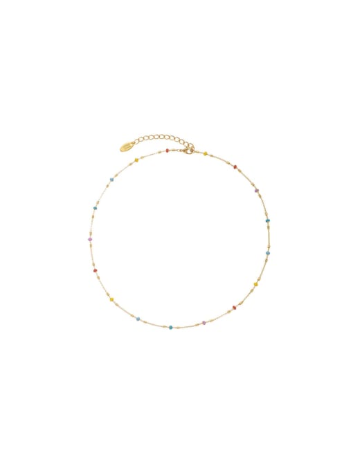 Five Color Brass Enamel Dainty Geometric Bracelet and Necklace Set 0